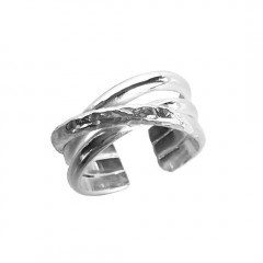 Bague Argent 3 Anneaux esclave 3mm - Martelé