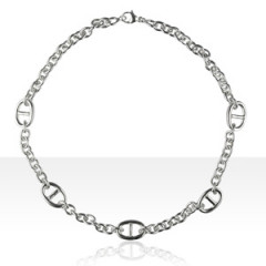 Collier Argent "SENIX" 5 MARINE -CH D25/42cm    