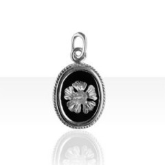 Pendentif Argent ONYX/OV-PM HIBISCUS              